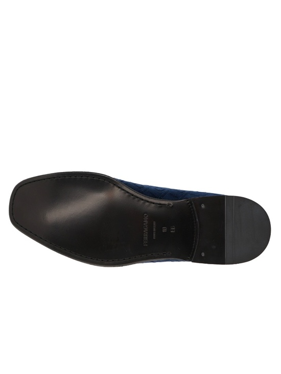 Salvatore Ferragamo Berry Tex Formal Loafers Navy Blue Velvet Size 11 US New